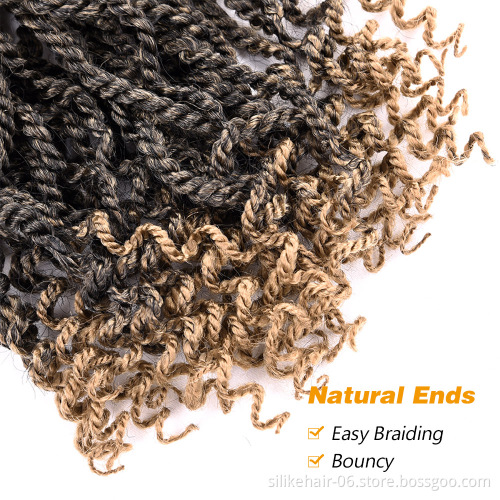 Senegalese Twist Hair for Women Kinky Curly Twist Ombre Black Red Brown Crochet Braiding Hair Synthetic Hair Extensions